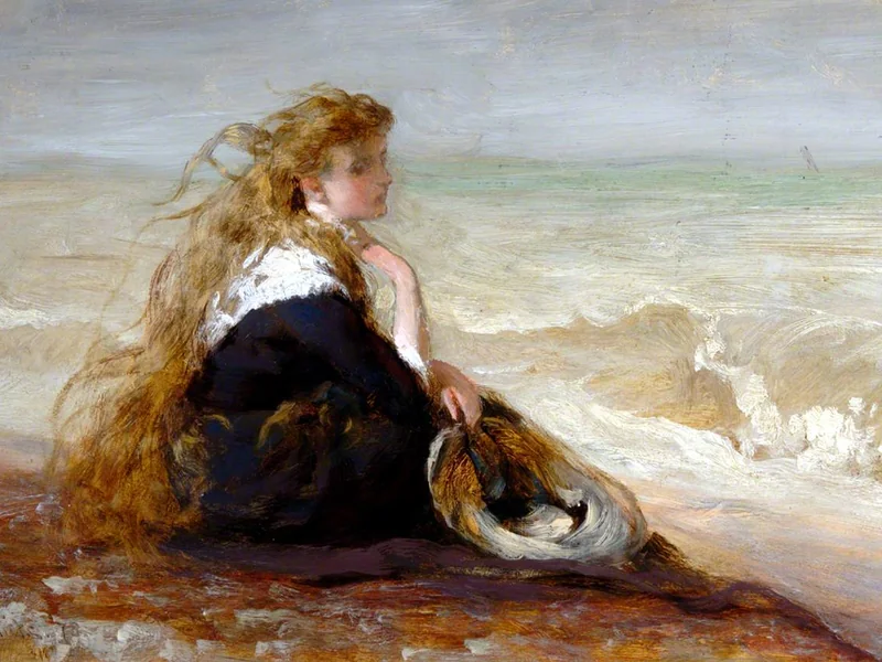 1824-George Elgar Hicks - Ragazza seduta sulla riva - Southampton City Art Gallery